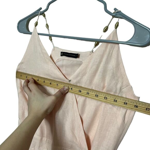 Vix Paula Hermanny Zoey Linen Midi Dress Nude Tan Wrap Style Women’s Size XS - Picture 7 of 16